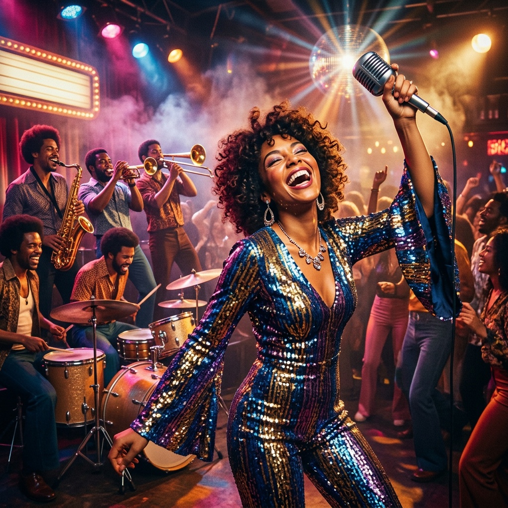 AI-generated cover art for "Purim Disco Fever"