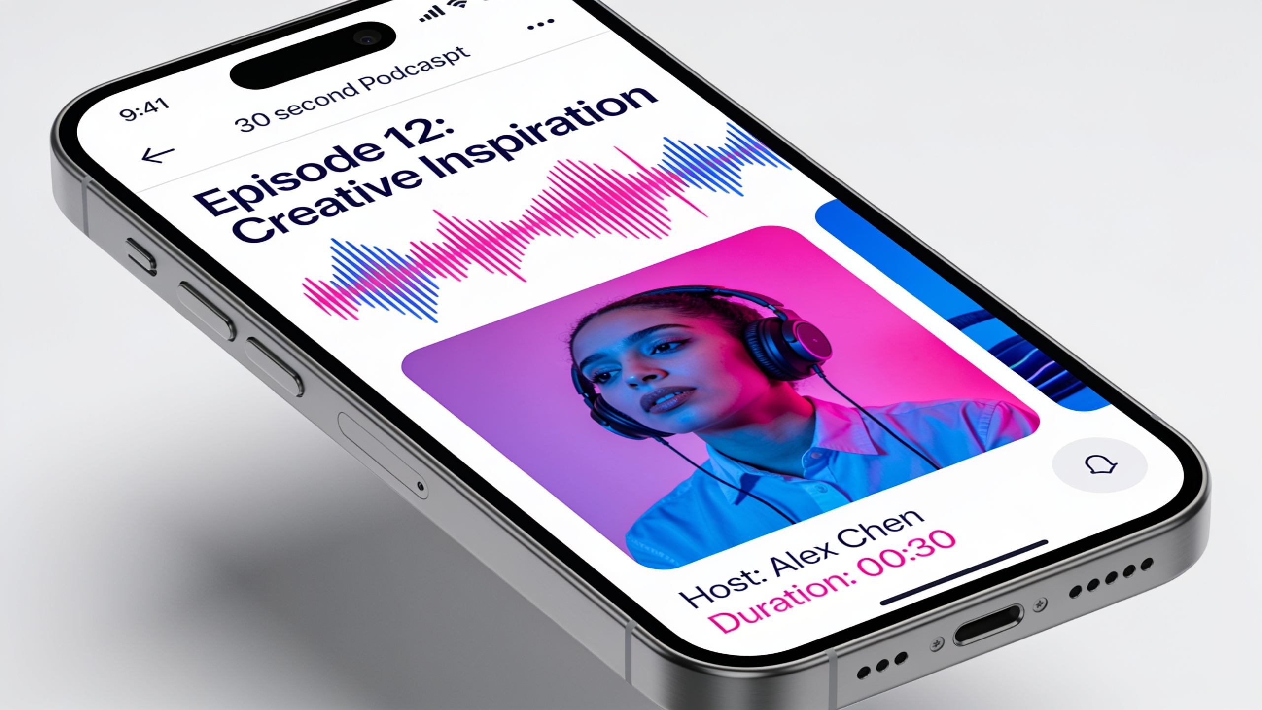 Mobile preview of a short podcast clip with waveform and captions
