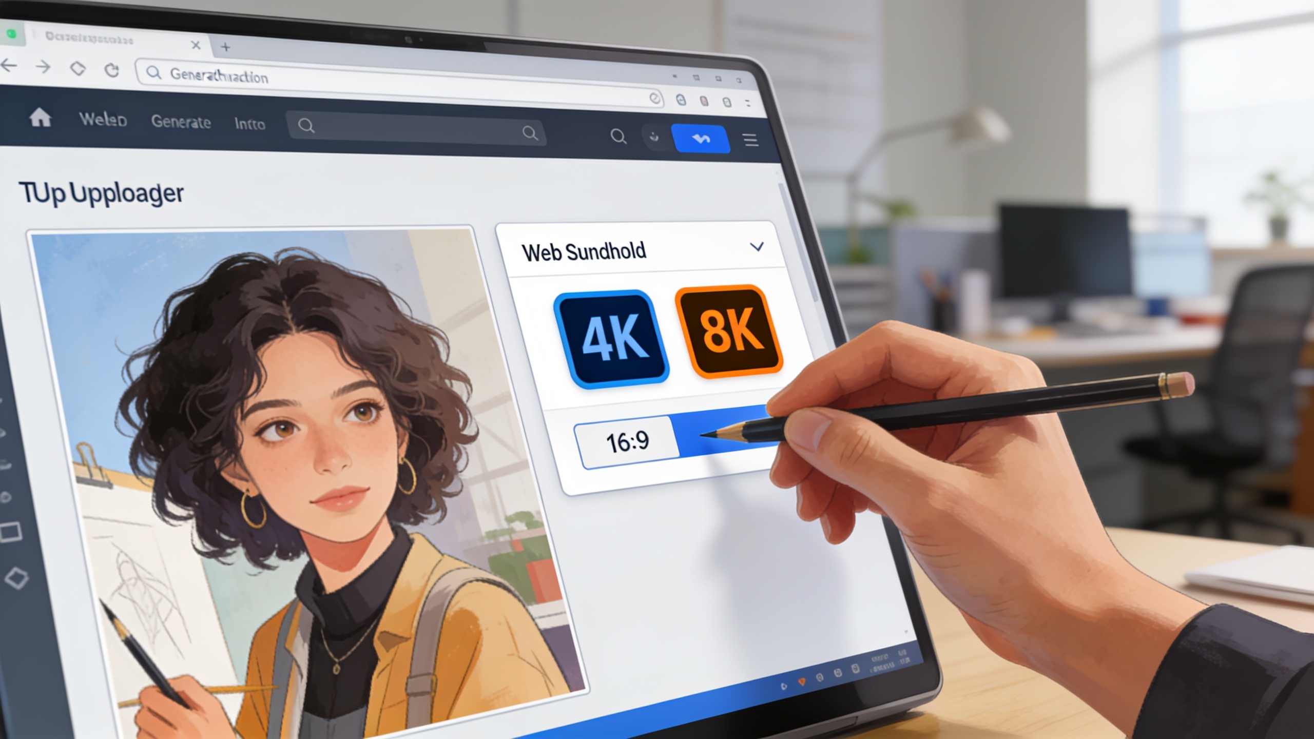 Uploading AI thumbnail to web upscaler interface