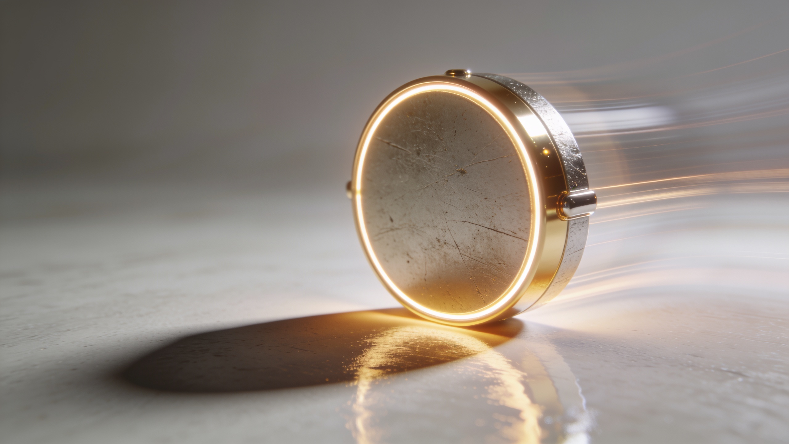 360-degree rotating product on a display with rim lighting