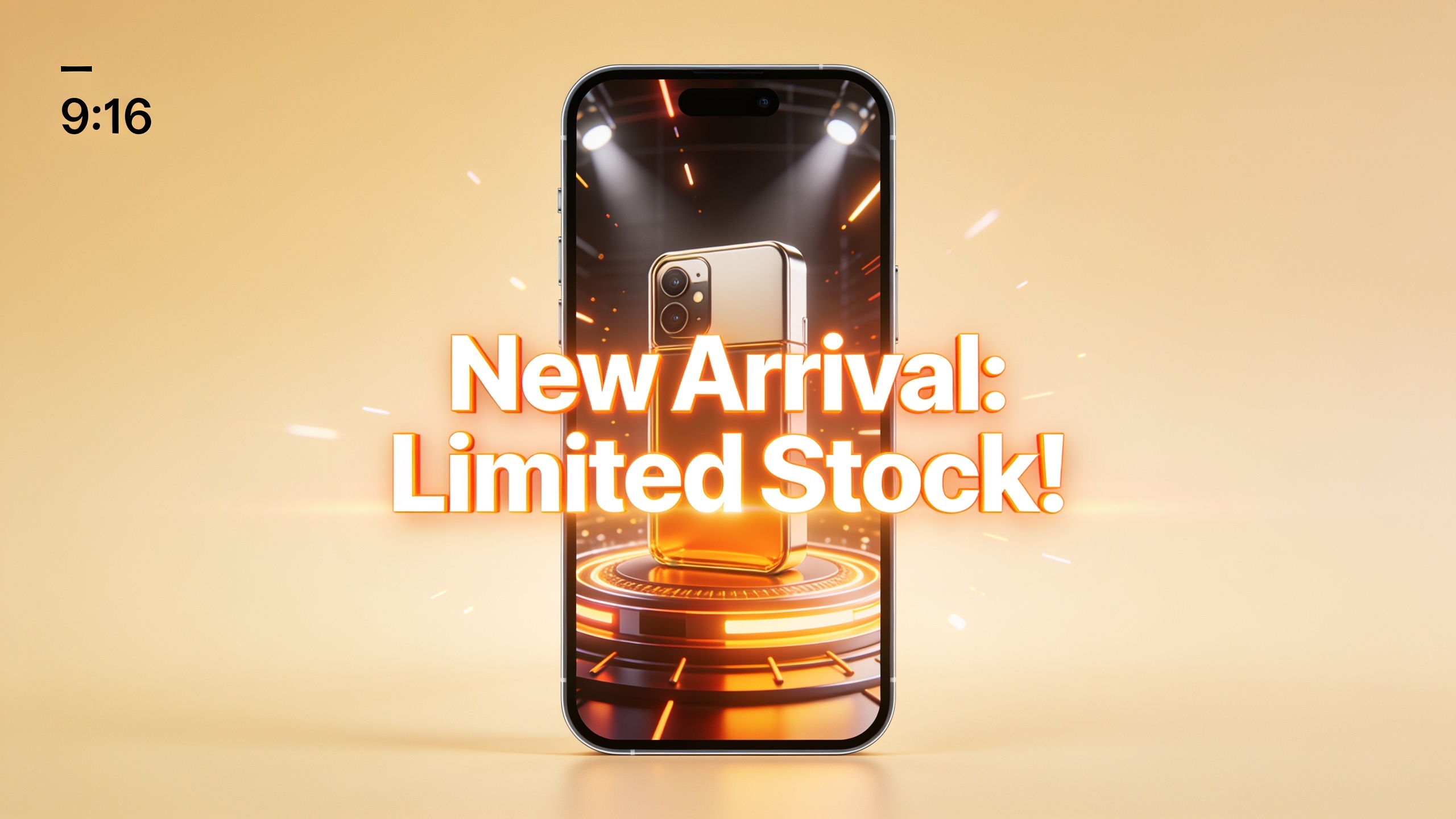 Phone mockup showing image-to-video product hook with headline overlay