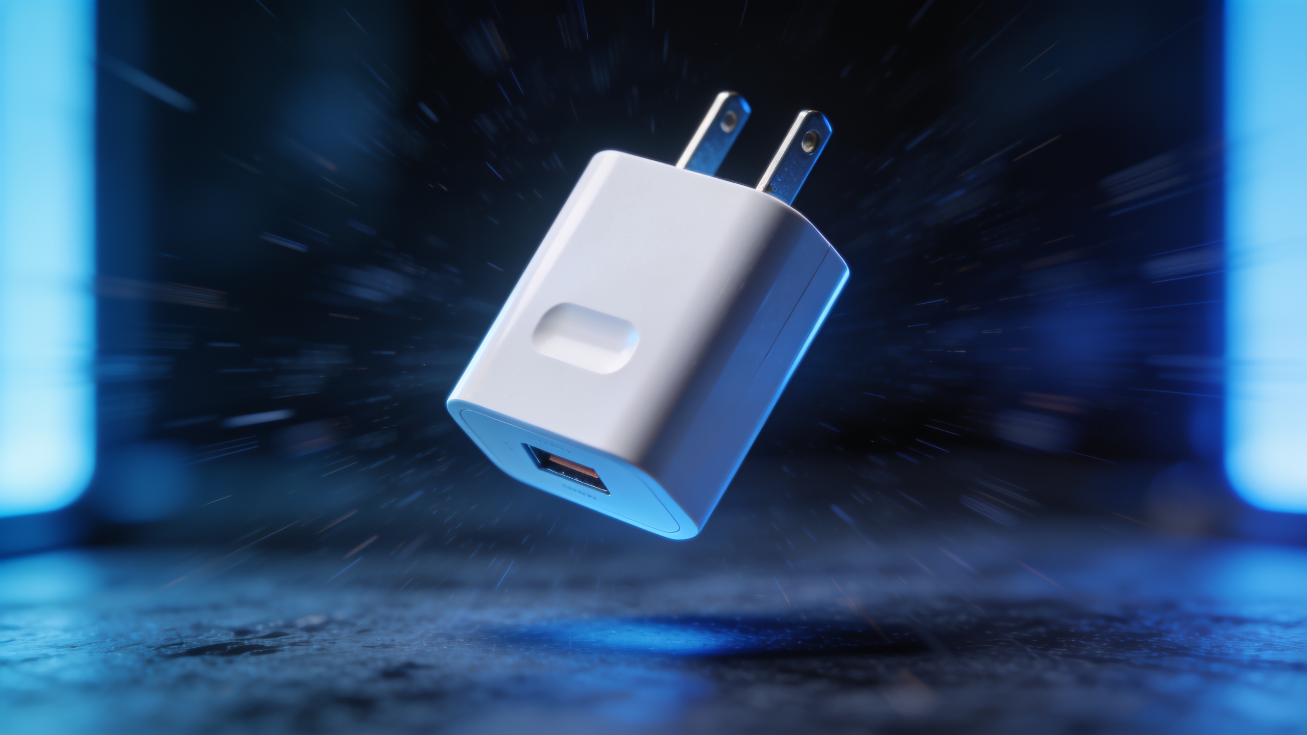 Floating product charger motion shot in vertical crop