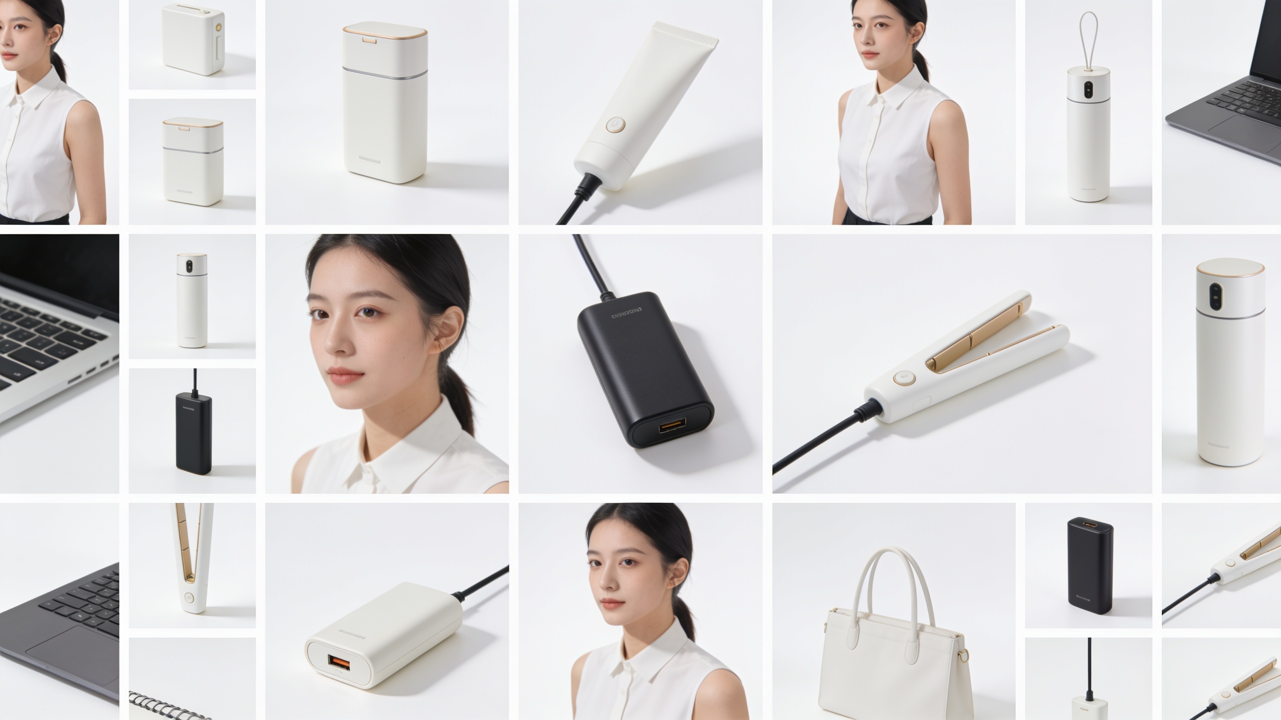 Catalog grid with uniform studio-lit product thumbnails