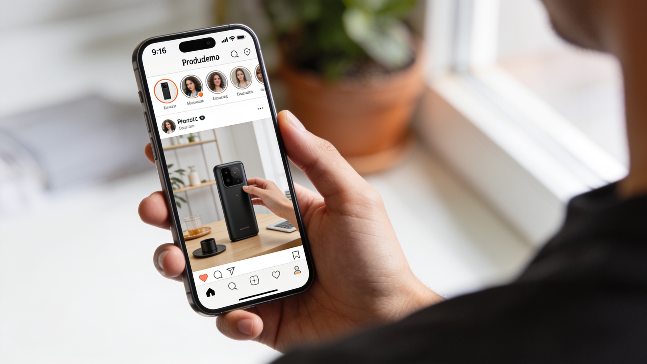 Person watching a vertical product demo on a phone