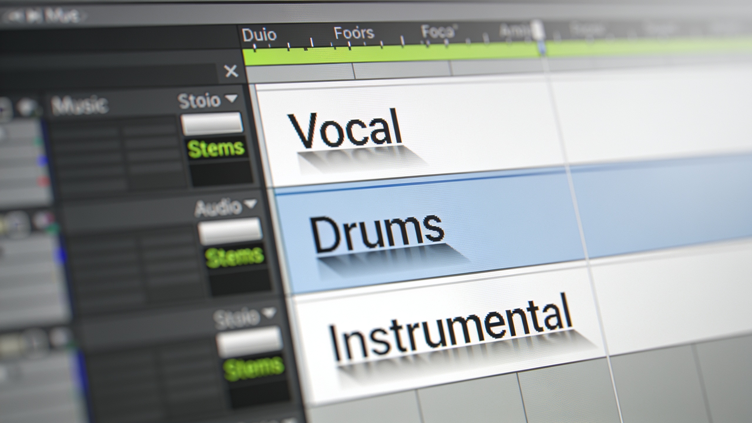 DAW screen showing vocal and instrument stems