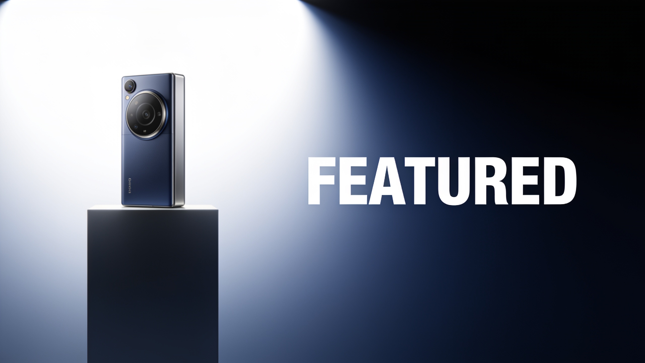 Left-aligned product on pedestal with empty right third for one-word overlay, studio lighting, 16:9