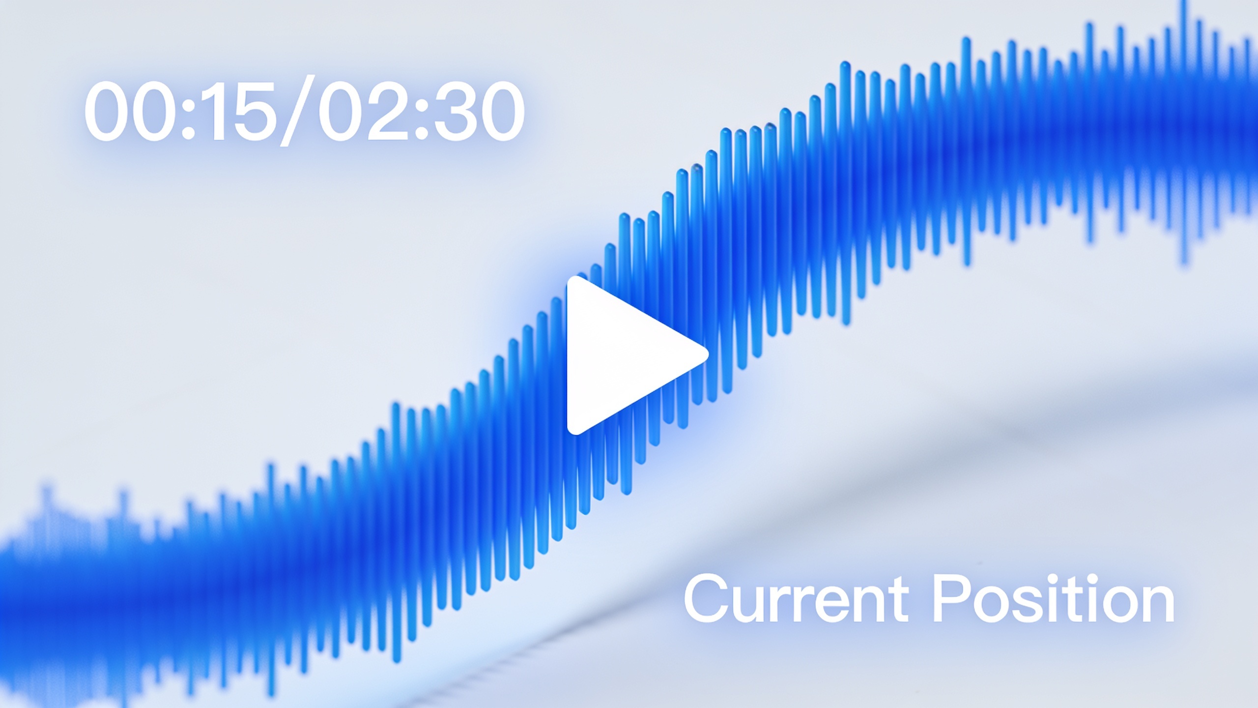 Close-up of podcast waveform with captions overlay