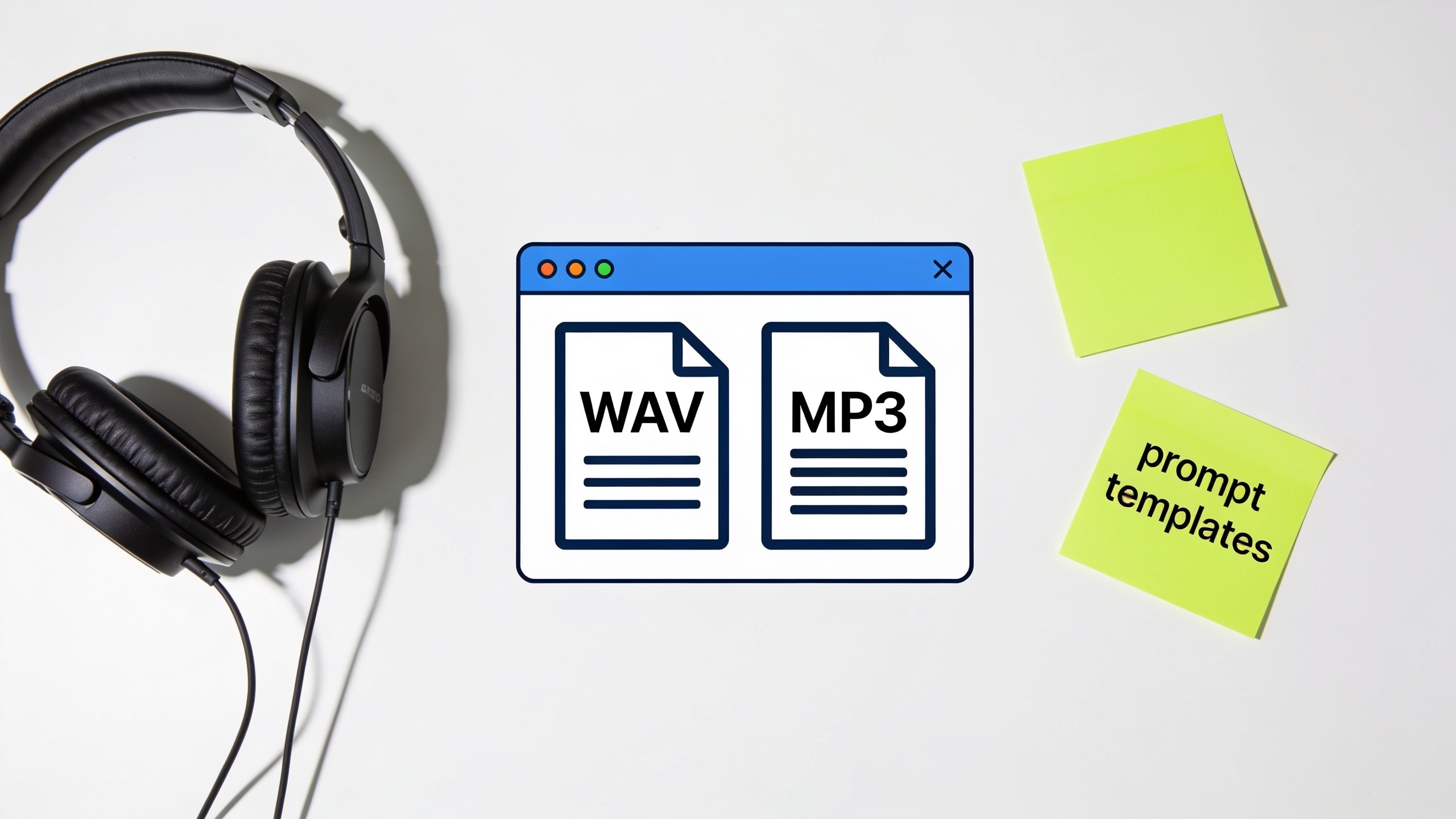 Exported WAV and MP3 files with prompt notes