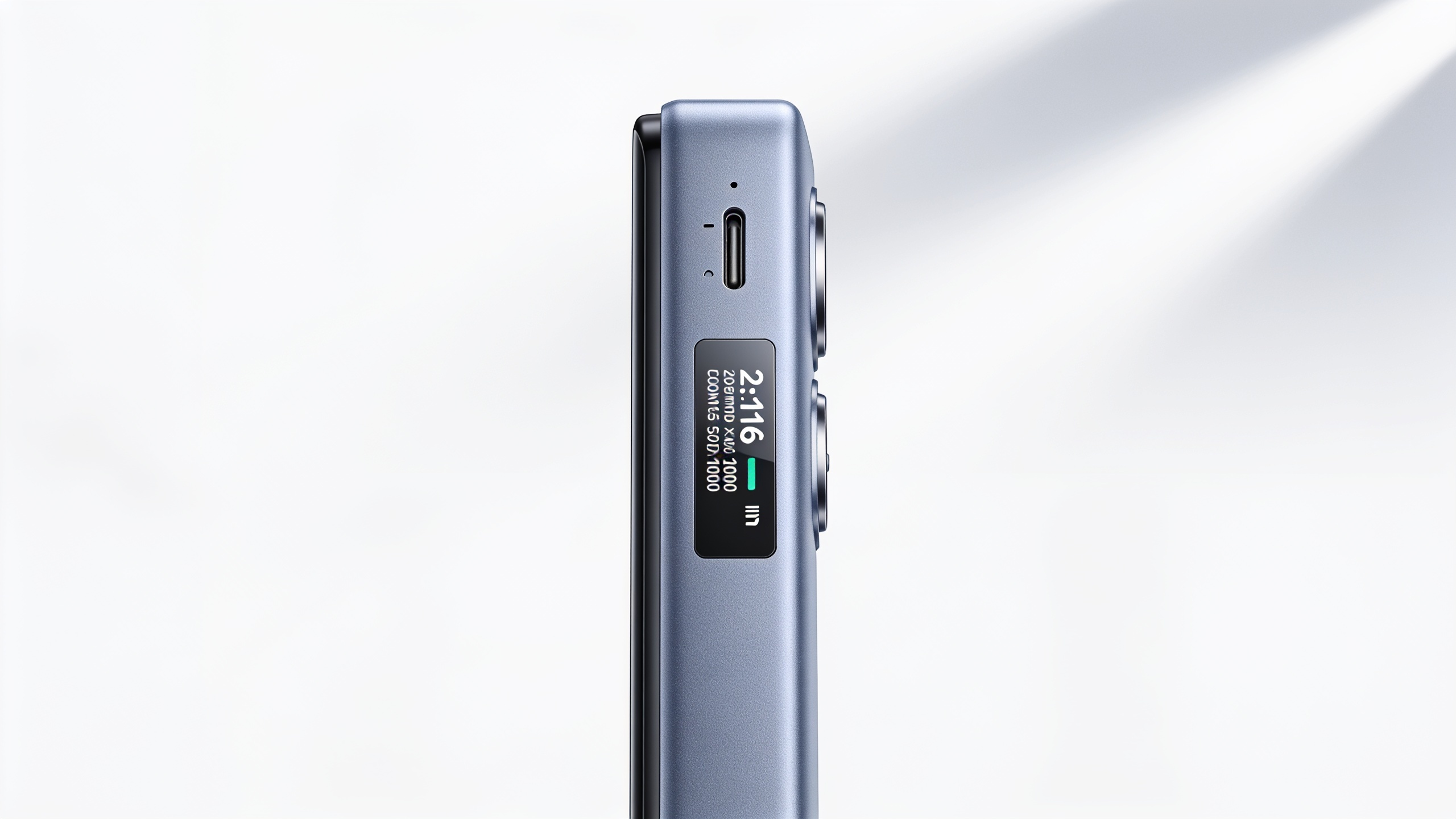 Close-up product on white backdrop with soft top-right light