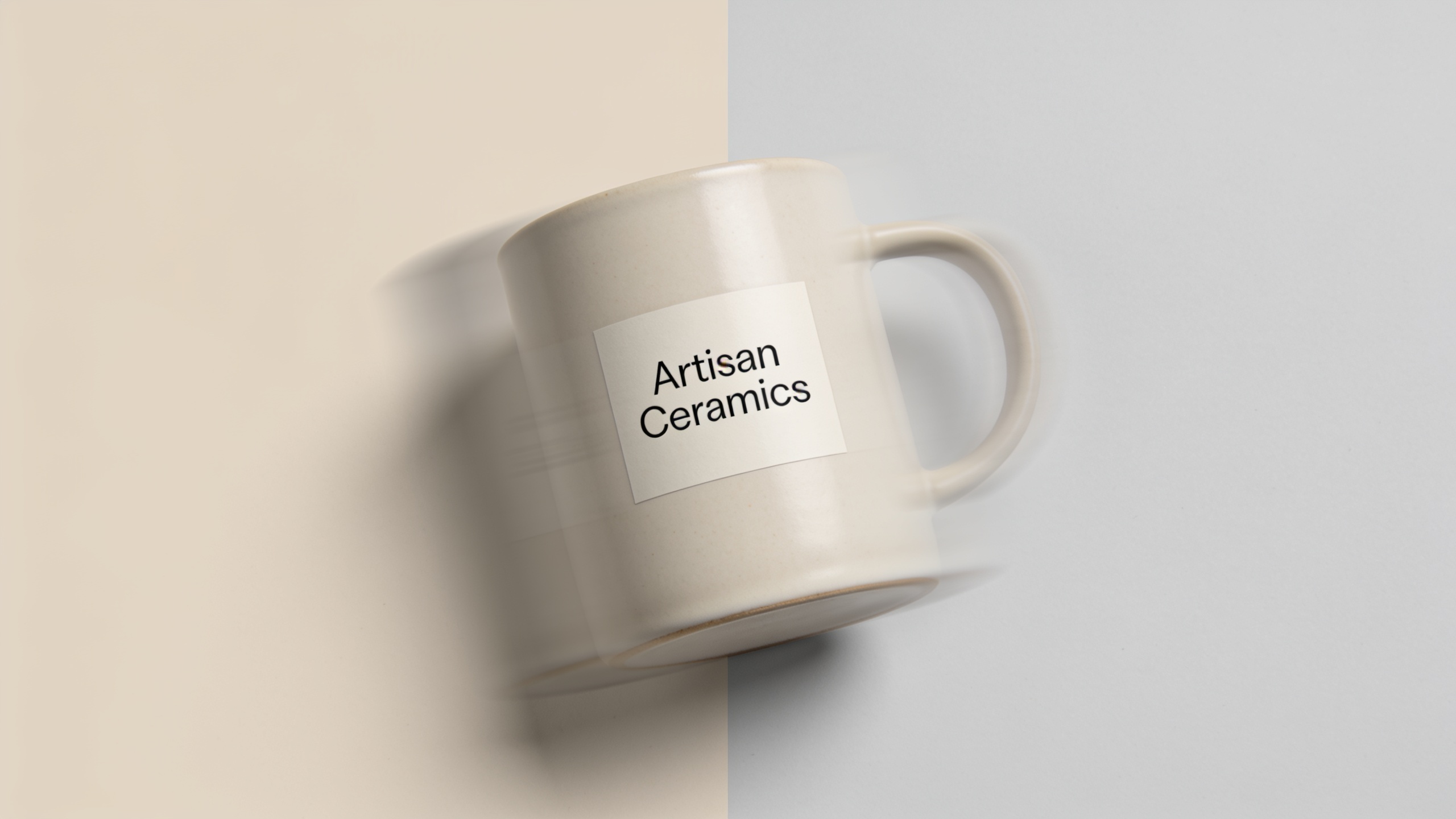 Minimalist flat-lay with product label and slight rotation