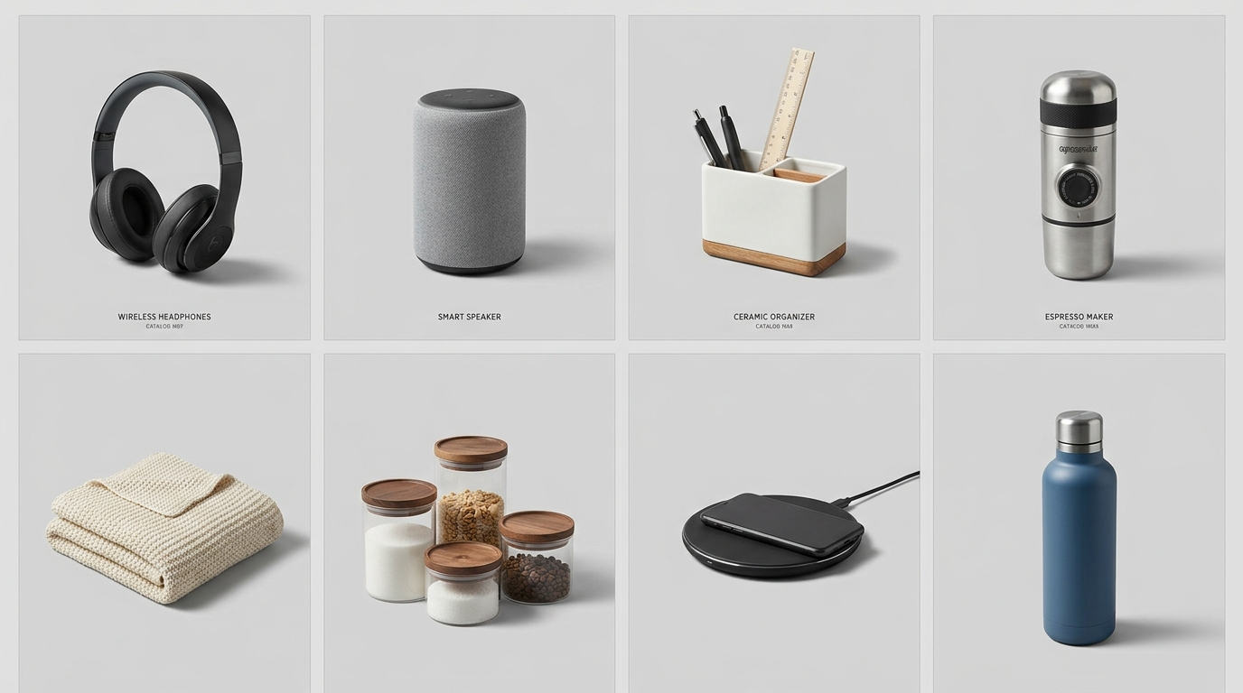 Product catalog images with consistent studio lighting