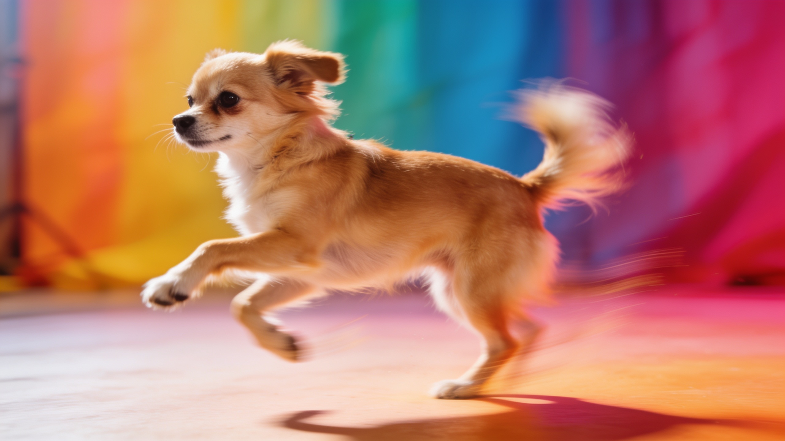 Pet dancing in a playful studio setup