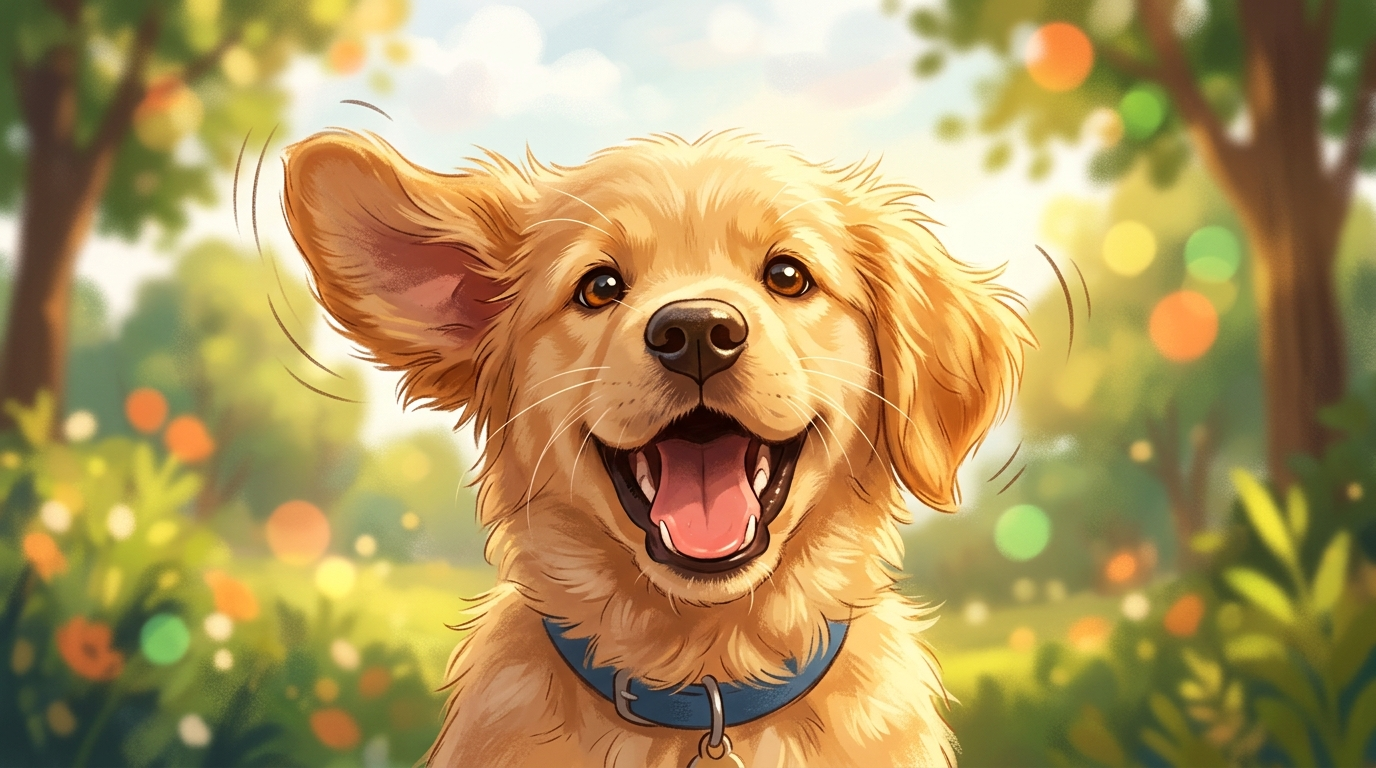 Golden retriever pet-dance animation from one photo