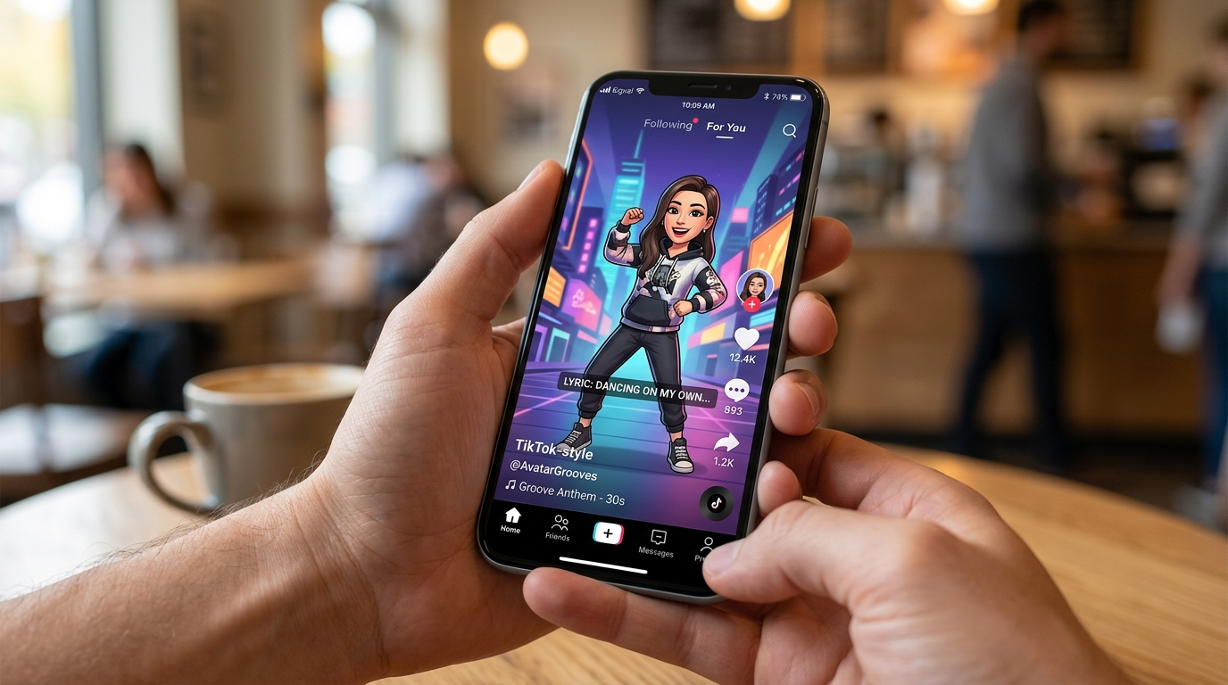 Phone displaying a vertical lipsync clip generated from a selfie
