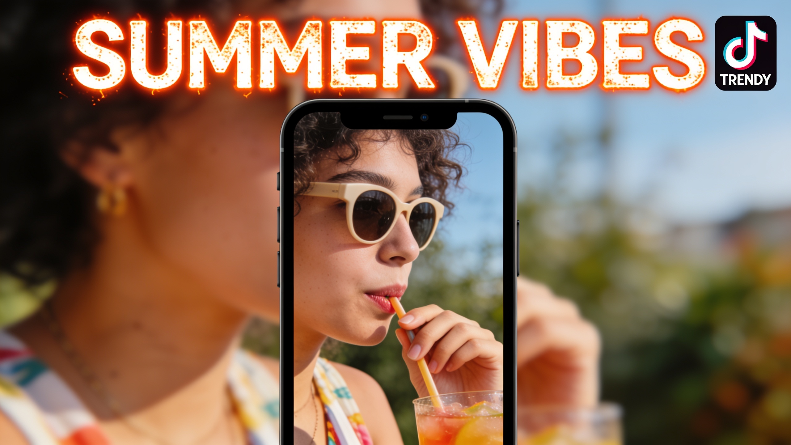 Phone showing TikTok vertical video with burned captions and logo