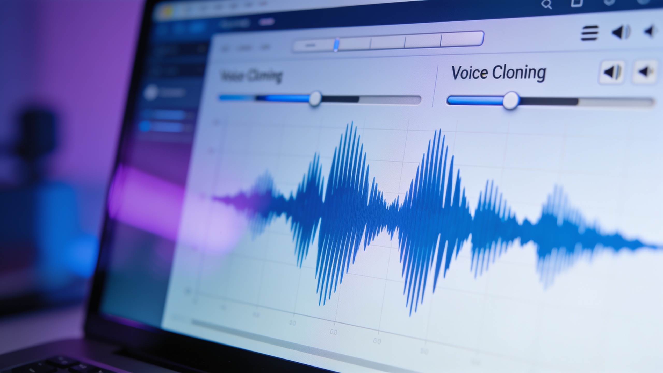 Waveform on screen in a voice cloning interface