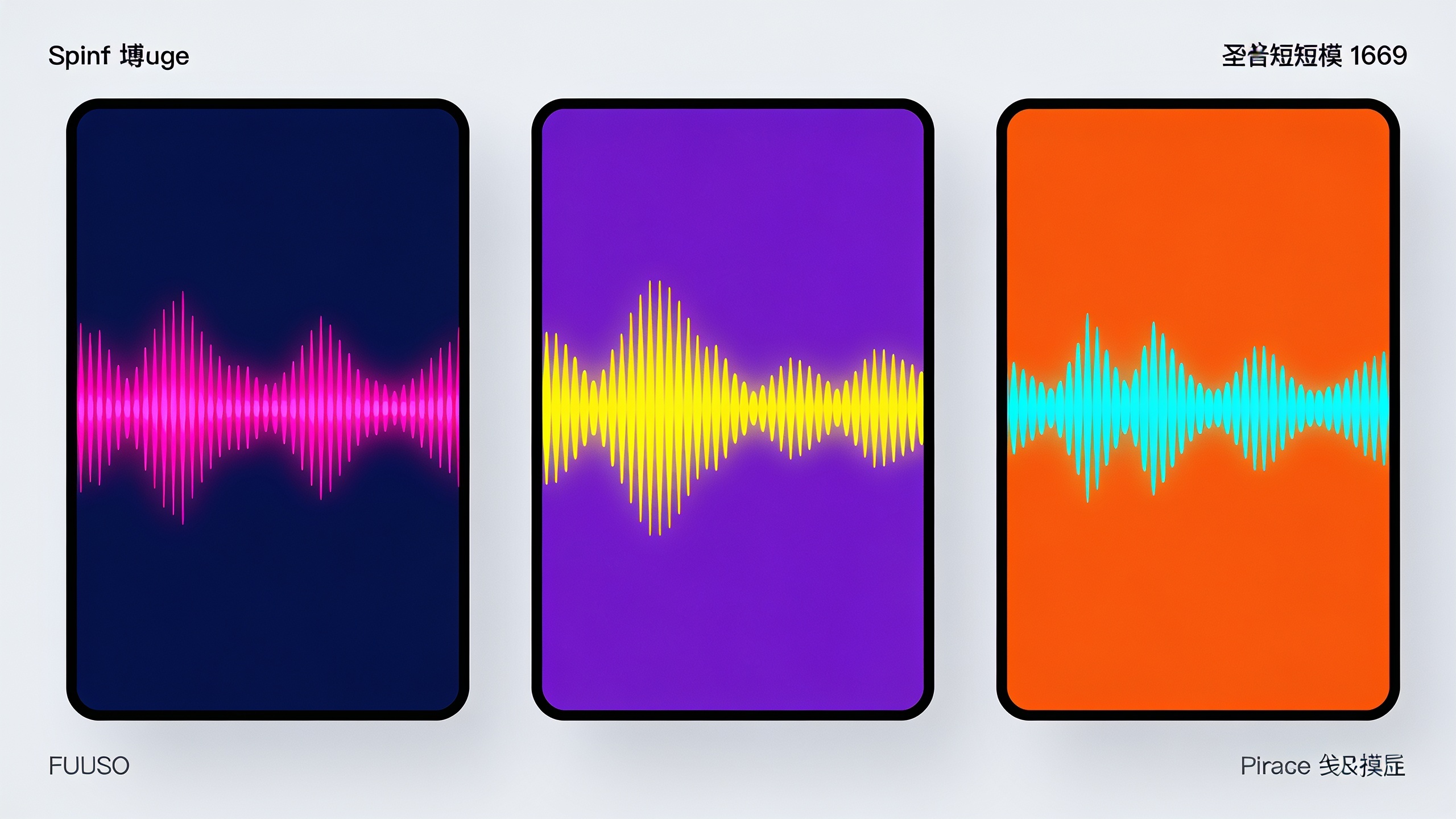 Three ad thumbnails showing different voice variant waveforms