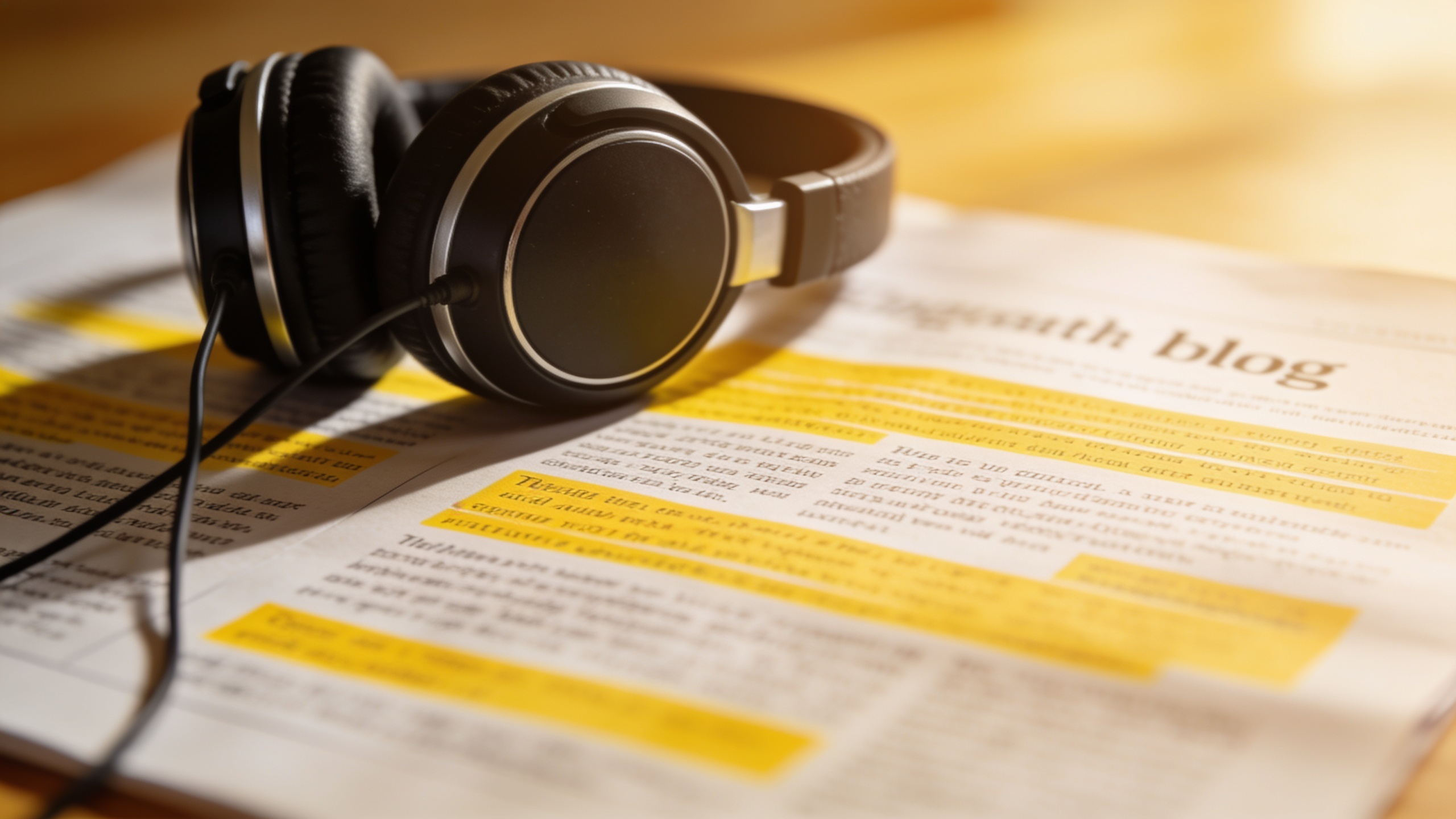 Headphones on a highlighted blog post ready for conversion to audio.