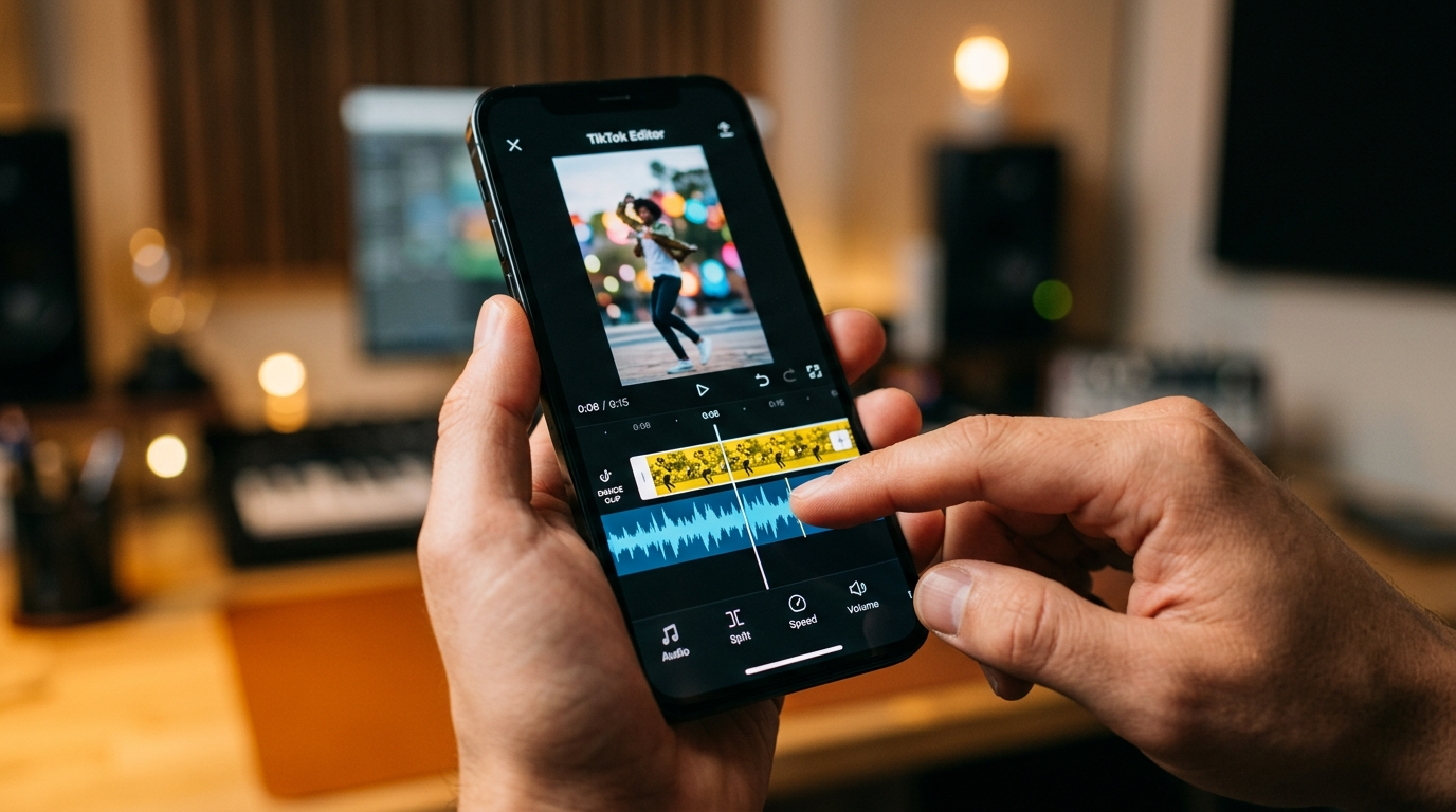 Phone timeline with waveform being aligned to video