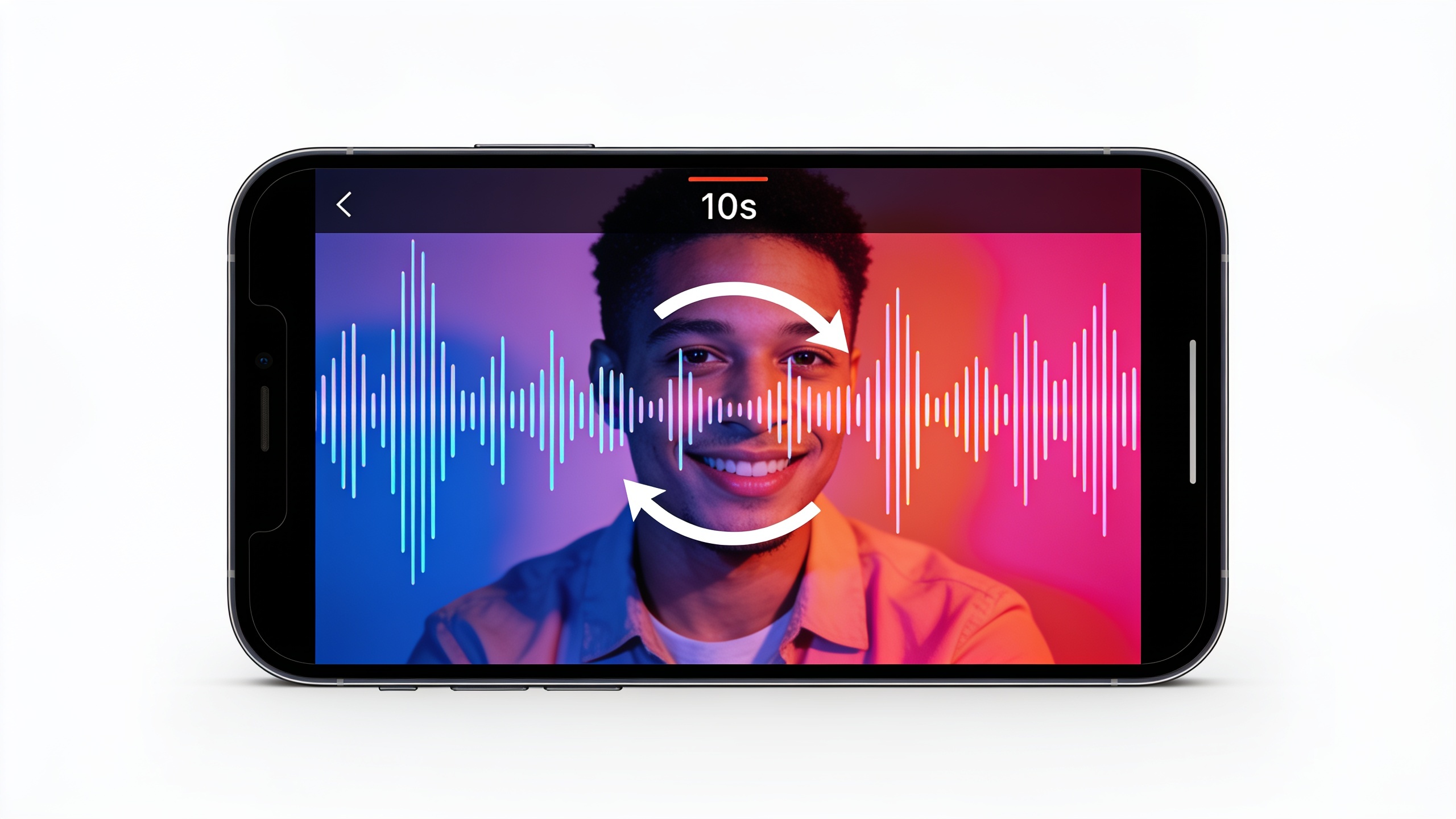 Phone showing a looping Reel with waveform overlay