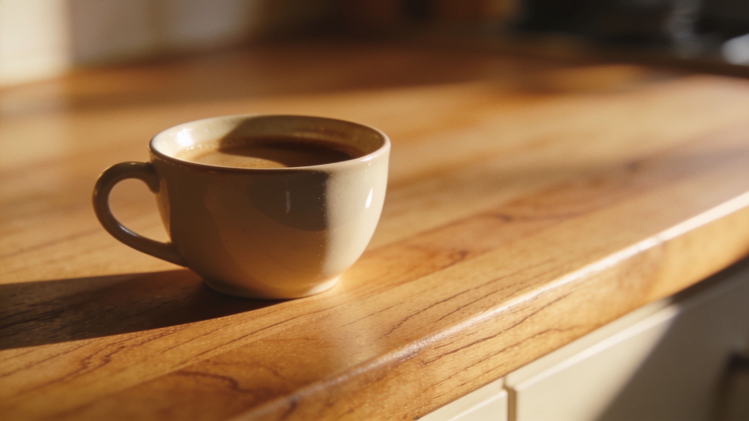 Coffee cup looping pan in warm morning light