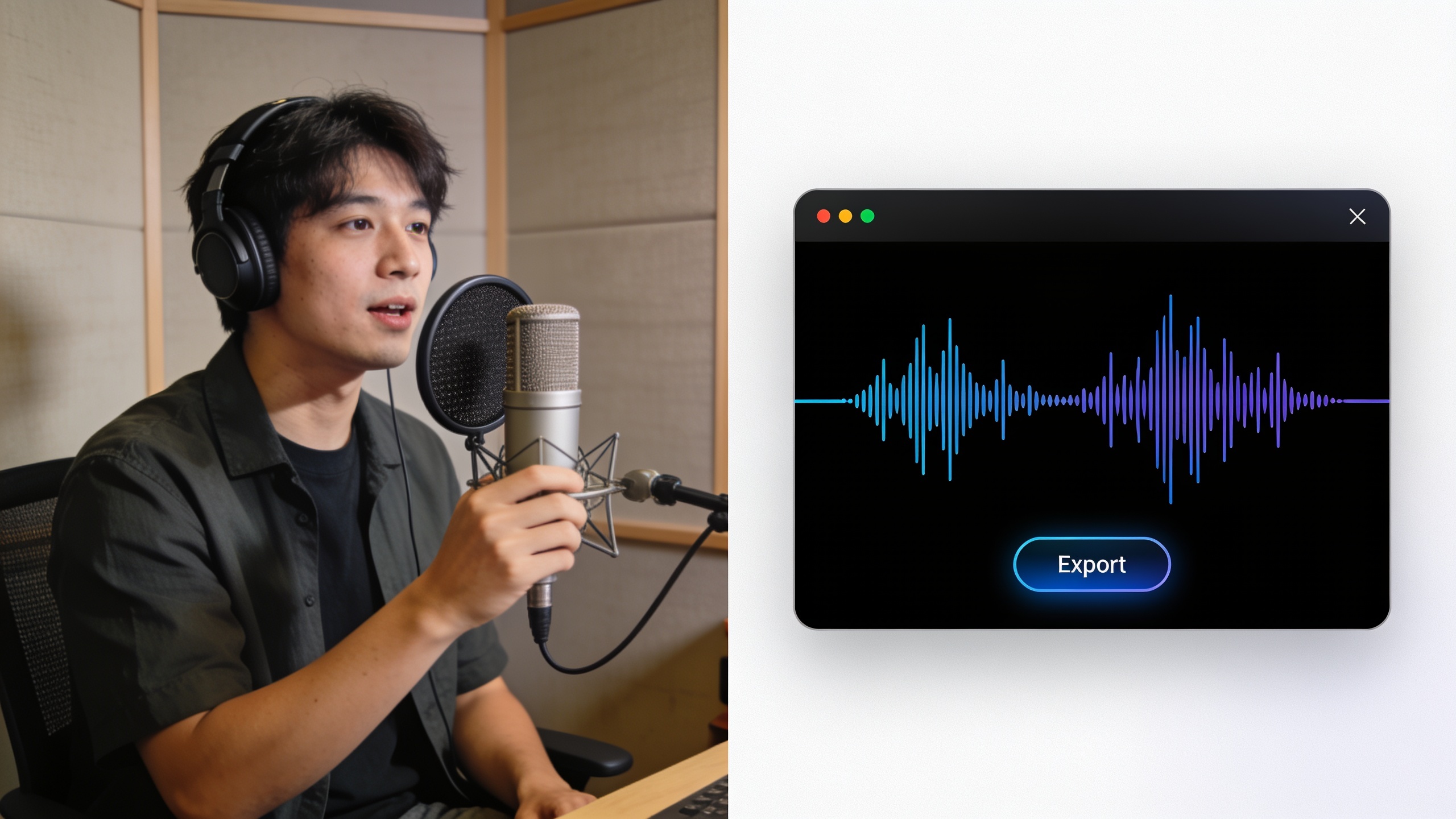 Recording setup and rendered waveform UI