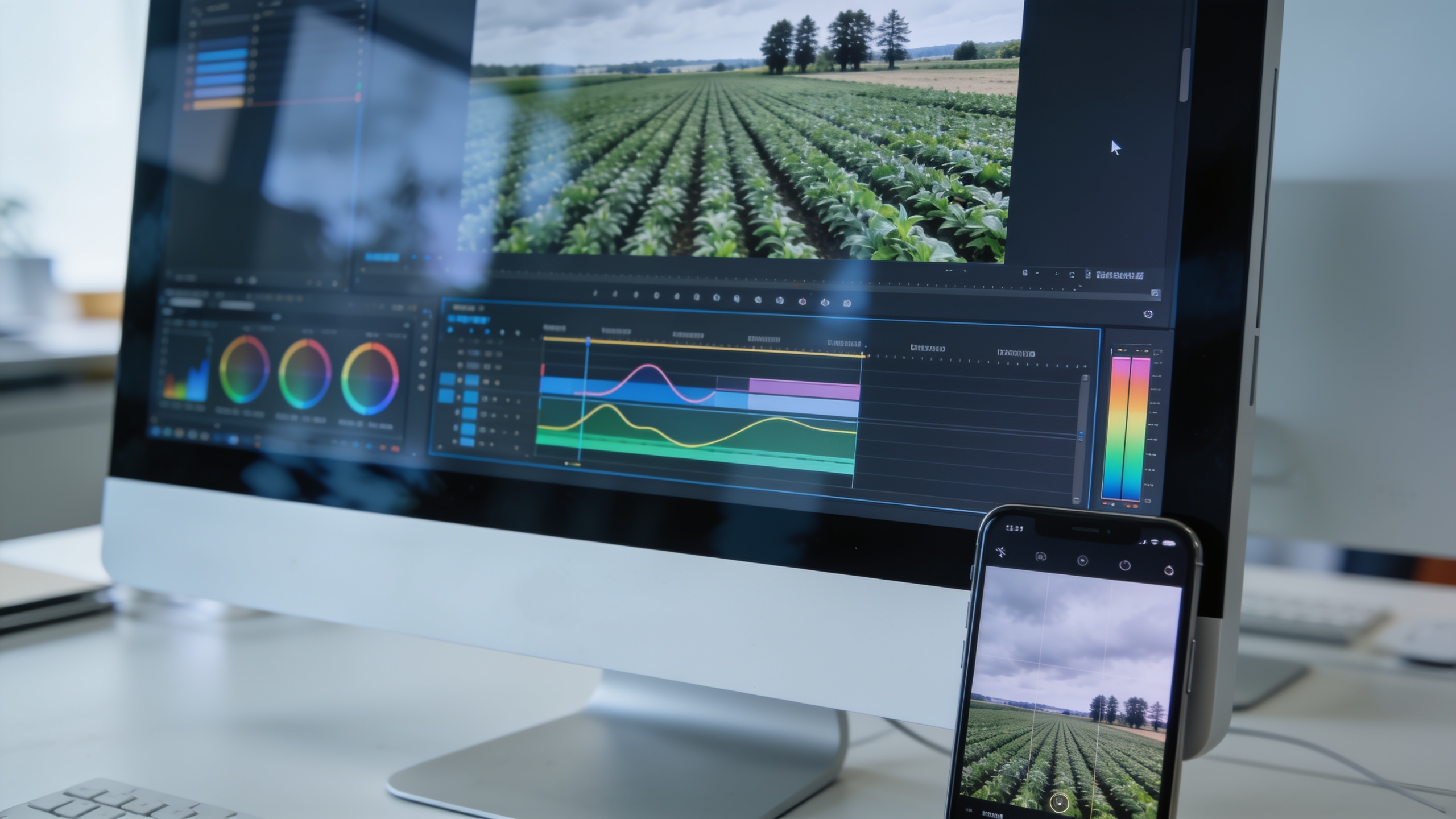 Monitor editing a cropped phone photo for print