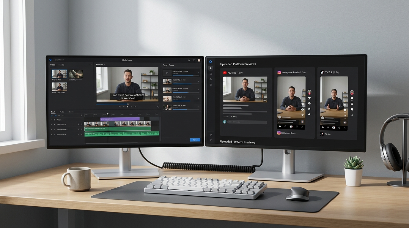 GoCrazyAI Media Mixer UI on a dual-monitor setup