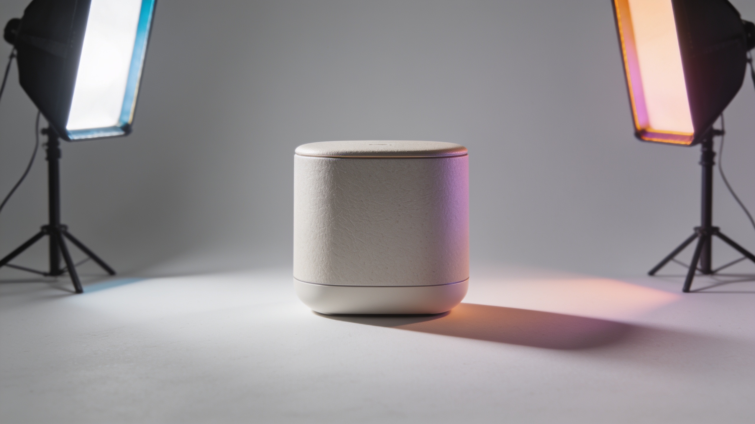 Studio product shot with softbox and colored rim gel